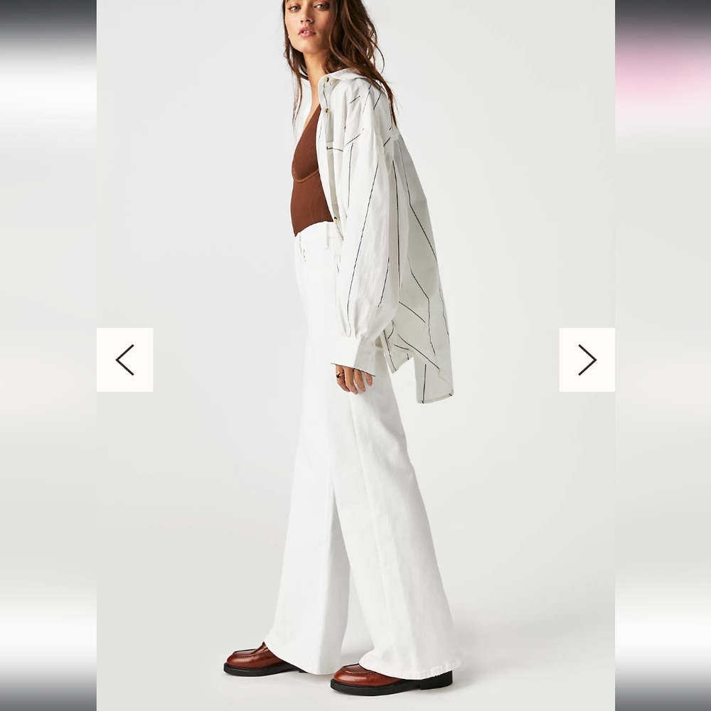 MOTHER White Flare & Wide Leg Jeans Hustler Roller Skimp
